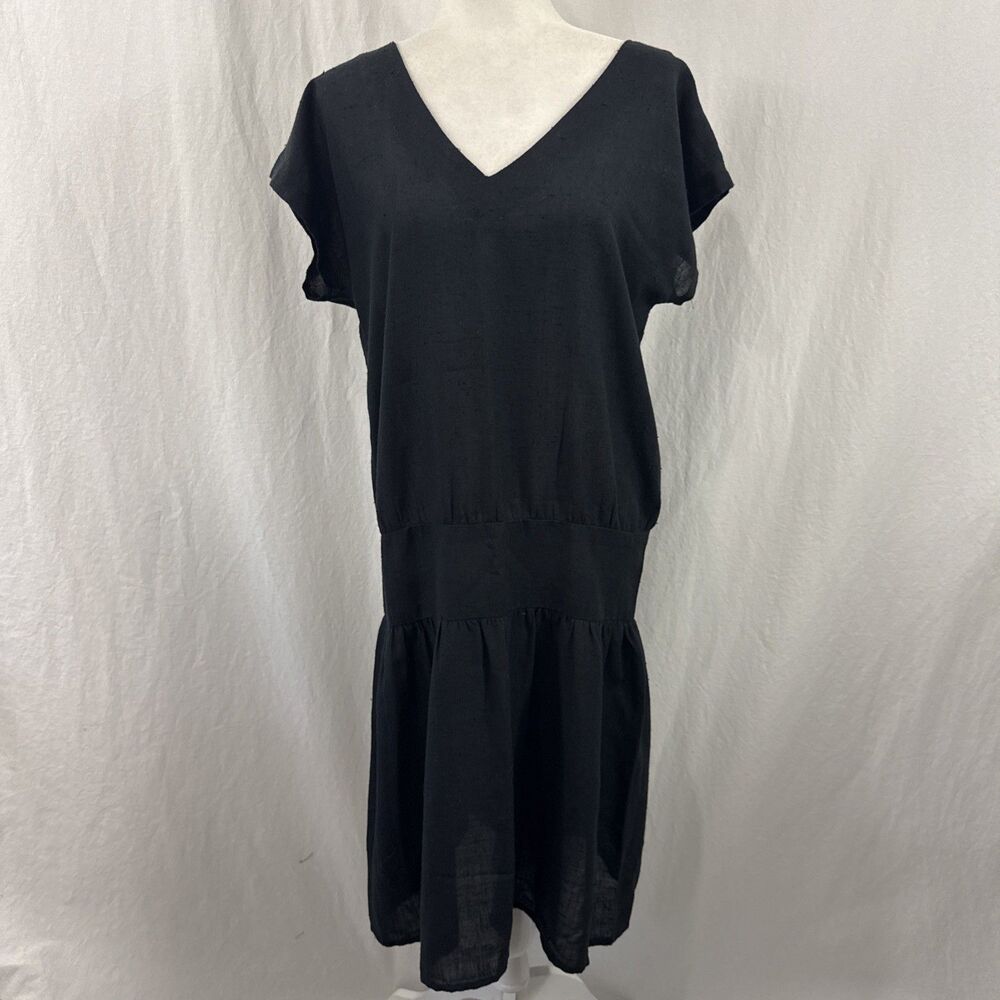 Unbranded Homemade Lightweight Black Drop Waist Dress Textured Sz M/L? *READ*